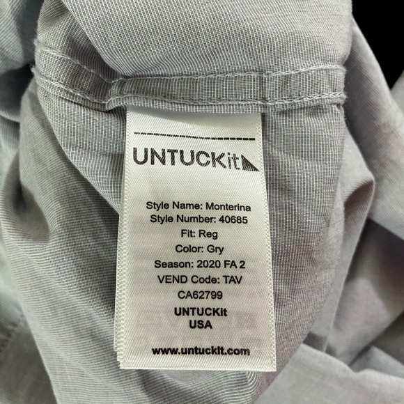 UNTUCKit Monterina Gray Button Down Shirt Men's Large Long Sleeve Casual - Picture 5 of 12